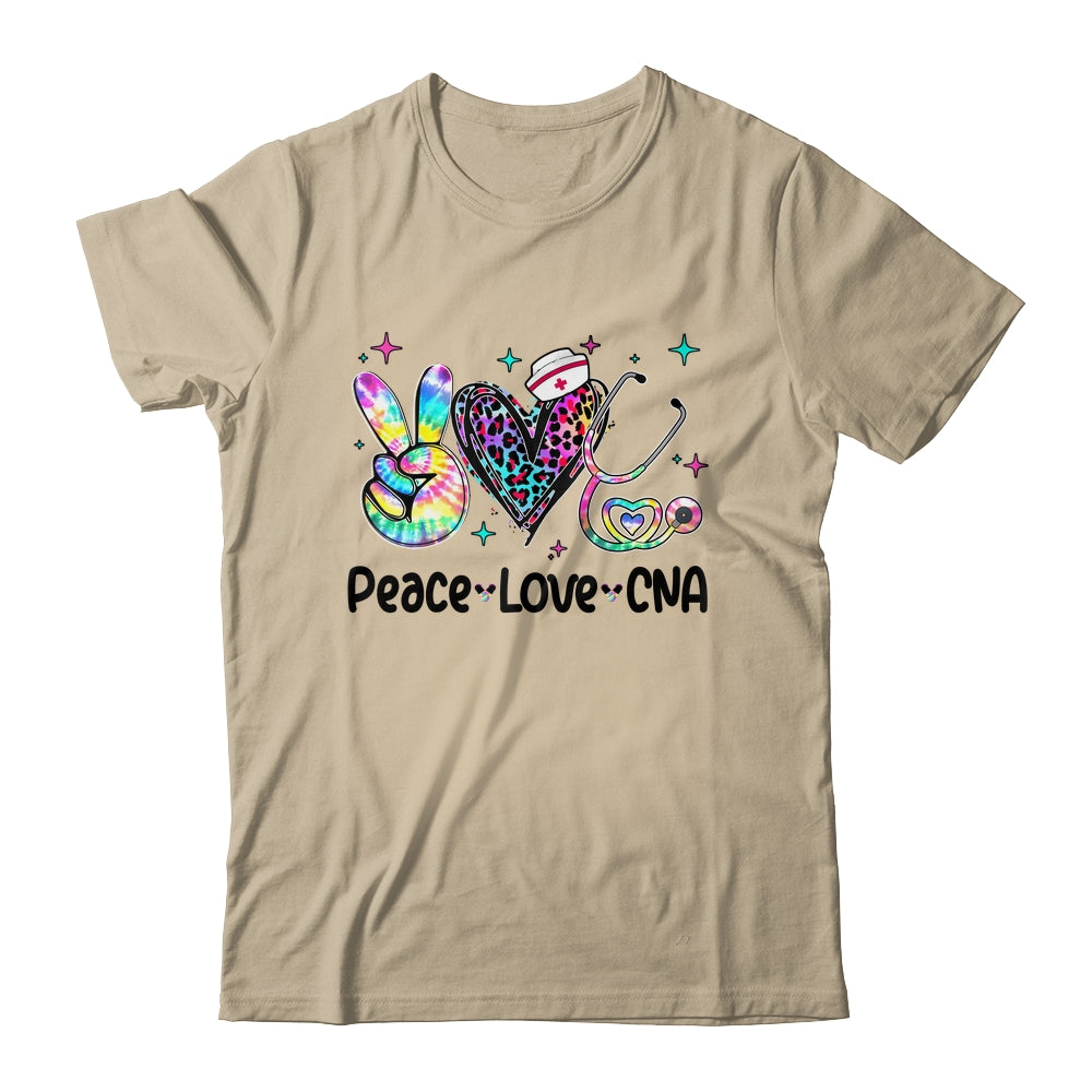 Peace Love CNA Leopard Heart Stethoscope Nursing Nurse Week Shirt & Tank Top | siriusteestore