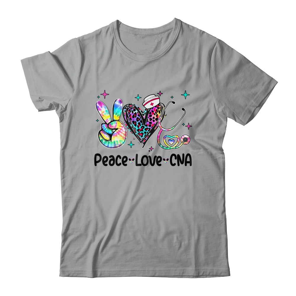 Peace Love CNA Leopard Heart Stethoscope Nursing Nurse Week Shirt & Tank Top | siriusteestore