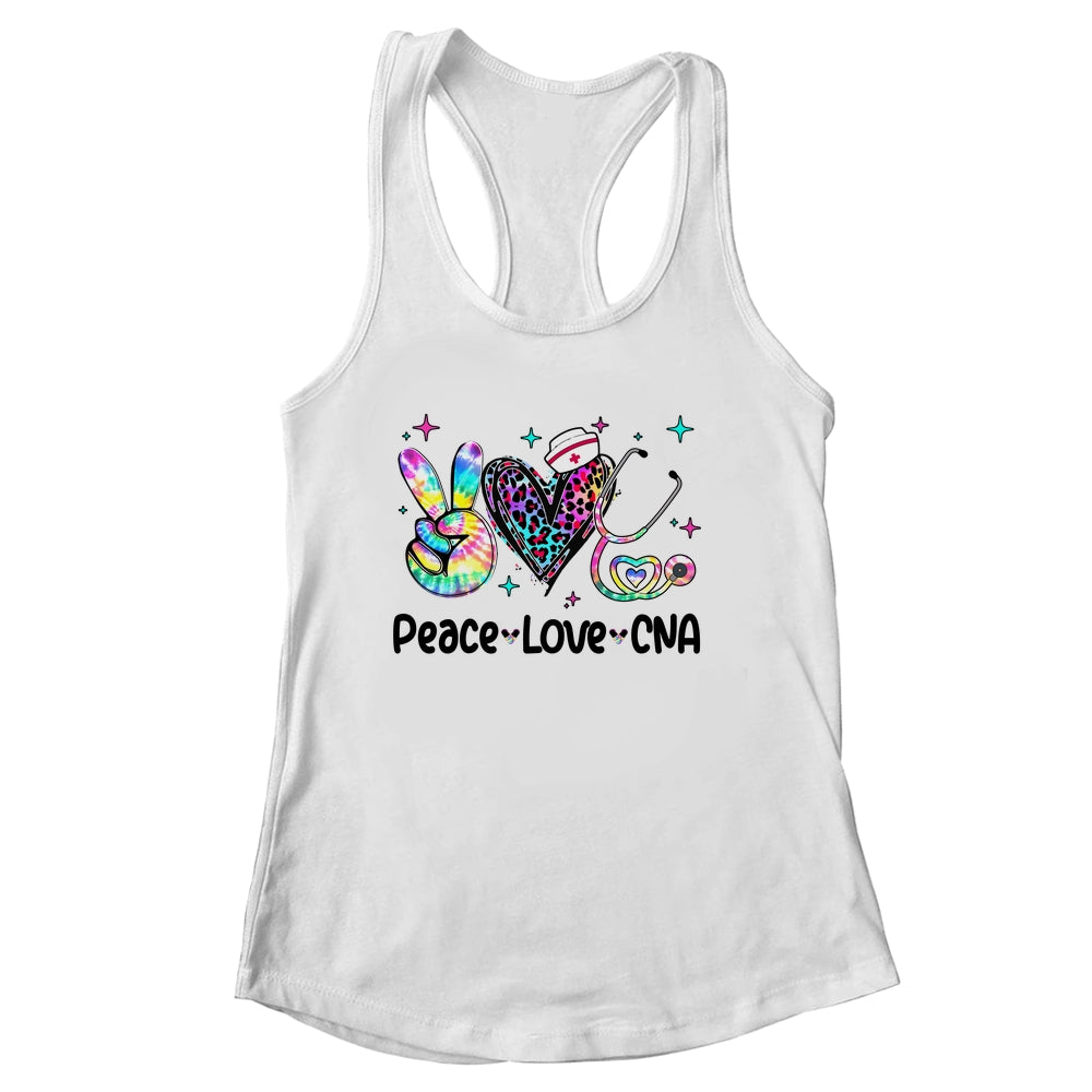 Peace Love CNA Leopard Heart Stethoscope Nursing Nurse Week Shirt & Tank Top | siriusteestore