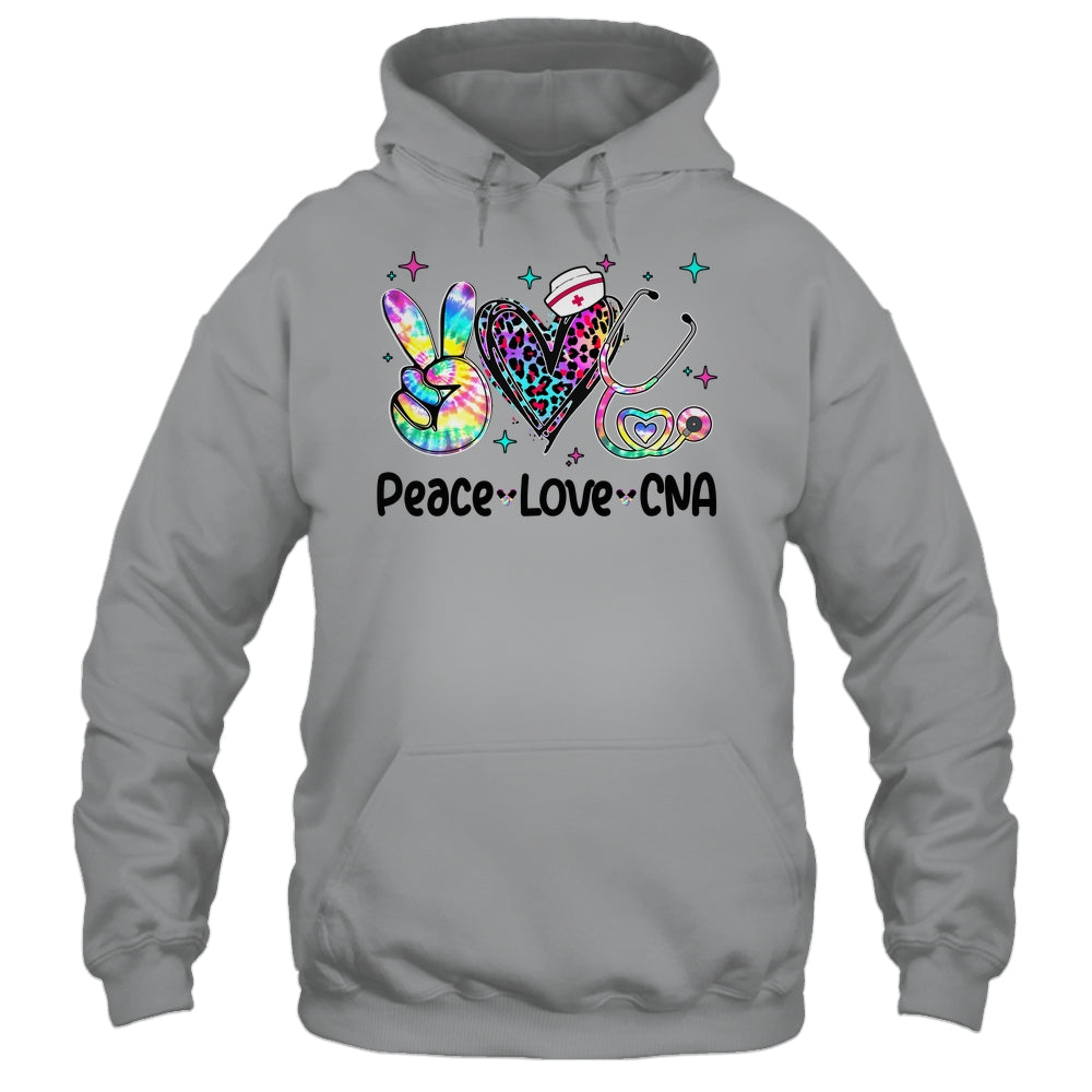 Peace Love CNA Leopard Heart Stethoscope Nursing Nurse Week Shirt & Tank Top | siriusteestore
