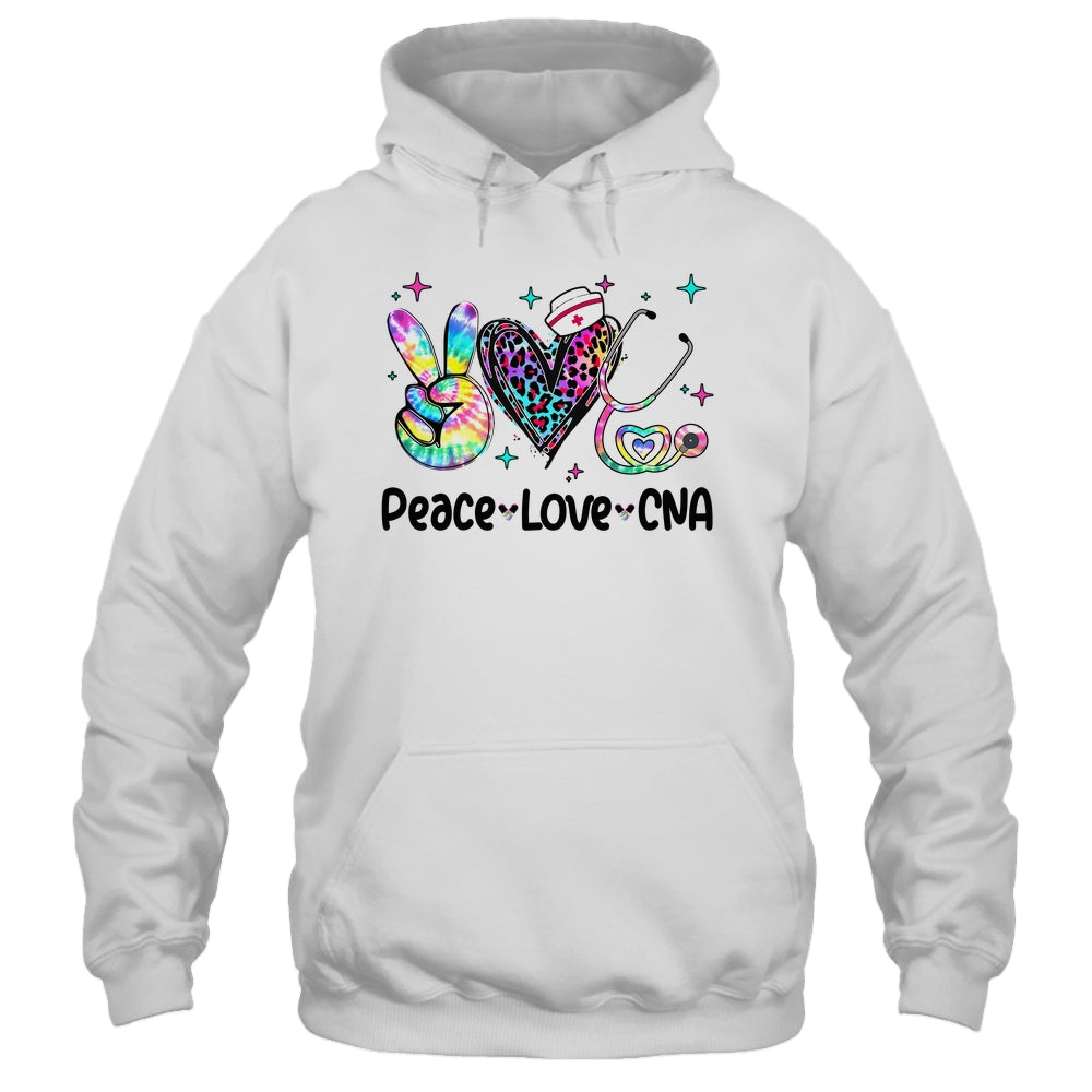 Peace Love CNA Leopard Heart Stethoscope Nursing Nurse Week Shirt & Tank Top | siriusteestore