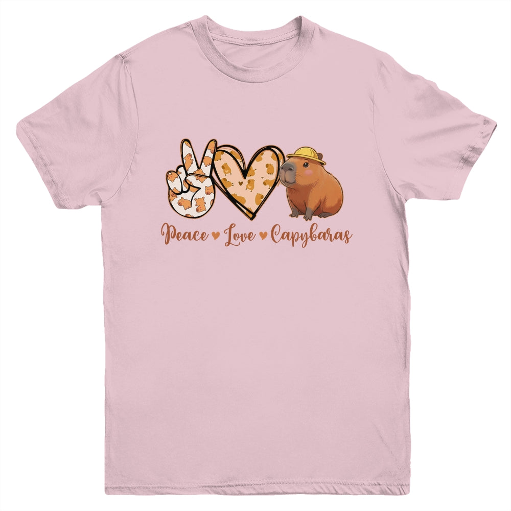 Peace Love Capybara Meme Capy Lover Kawaii Amine Kids Youth Youth Shirt | siriusteestore