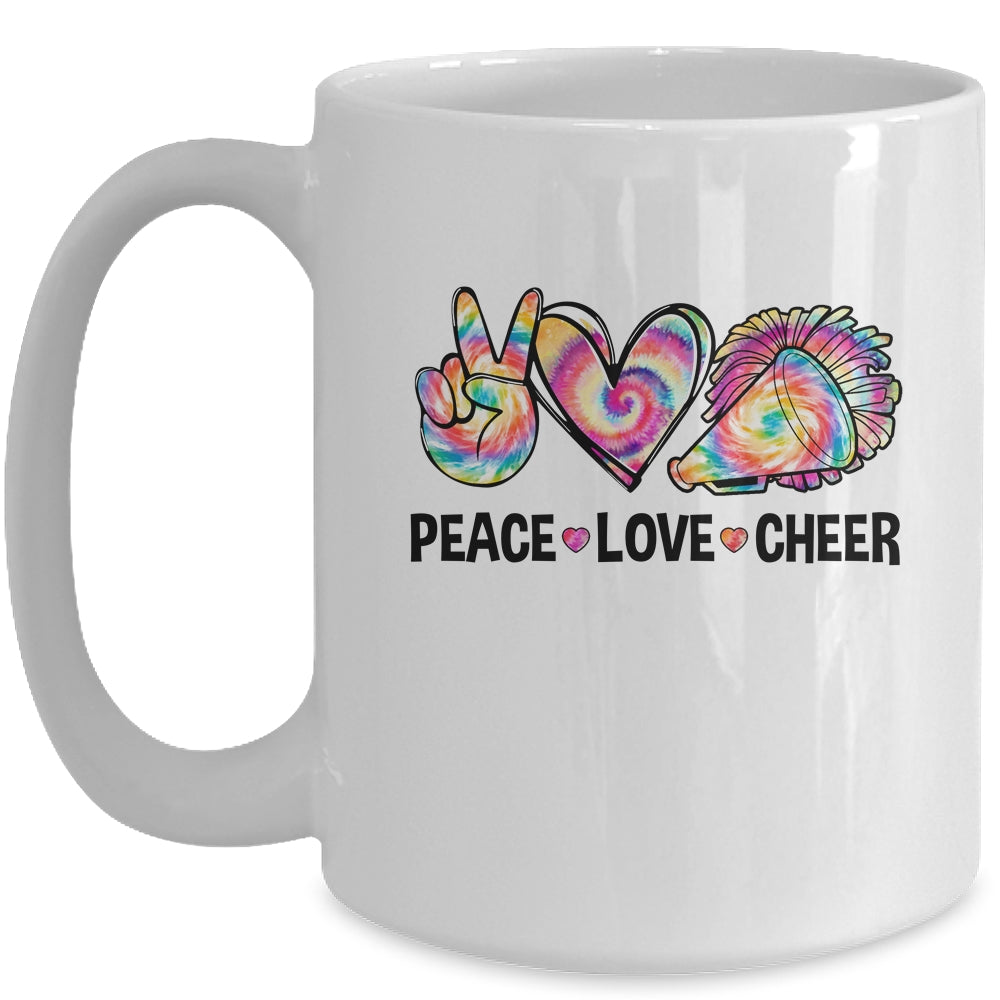 Peace Love Cheer Women Tie Dye Cheerleading Cheerleader Mug | siriusteestore