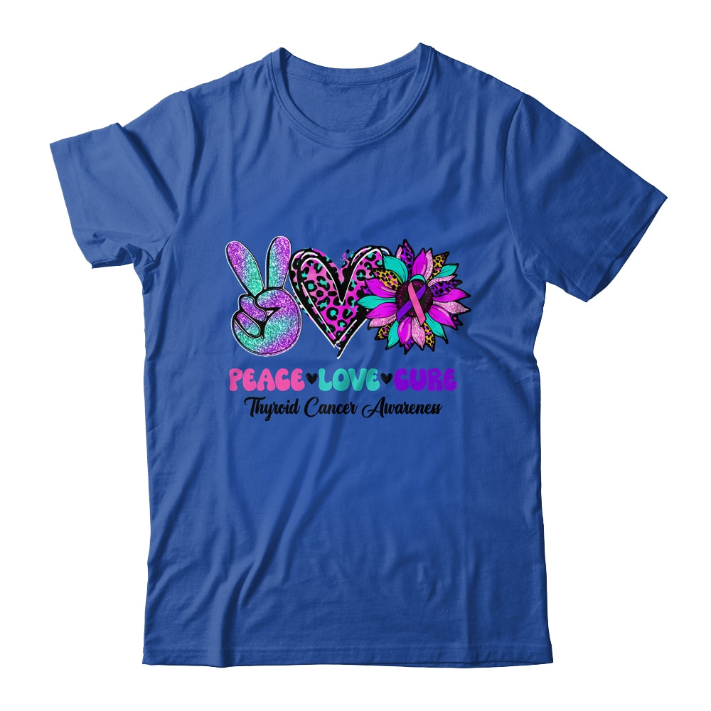Peace Love Cure Blue Ribbon Thyroid Cancer Awareness Shirt & Hoodie | siriusteestore
