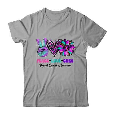 Peace Love Cure Blue Ribbon Thyroid Cancer Awareness Shirt & Hoodie | siriusteestore