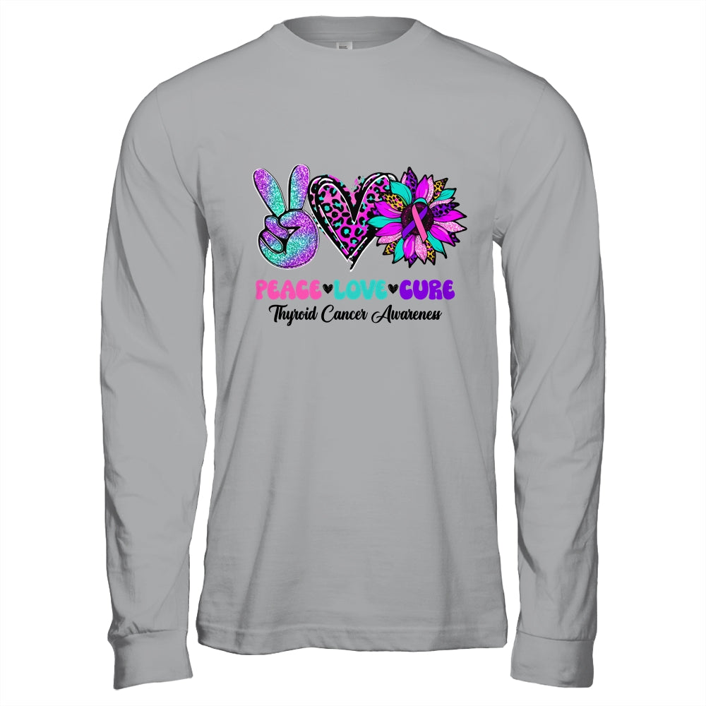 Peace Love Cure Blue Ribbon Thyroid Cancer Awareness Shirt & Hoodie | siriusteestore