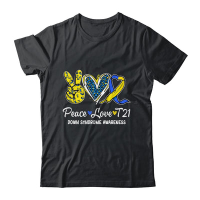 Peace Love Cure Blue Yellow Ribbon Down Syndrome Awareness Shirt & Hoodie | siriusteestore