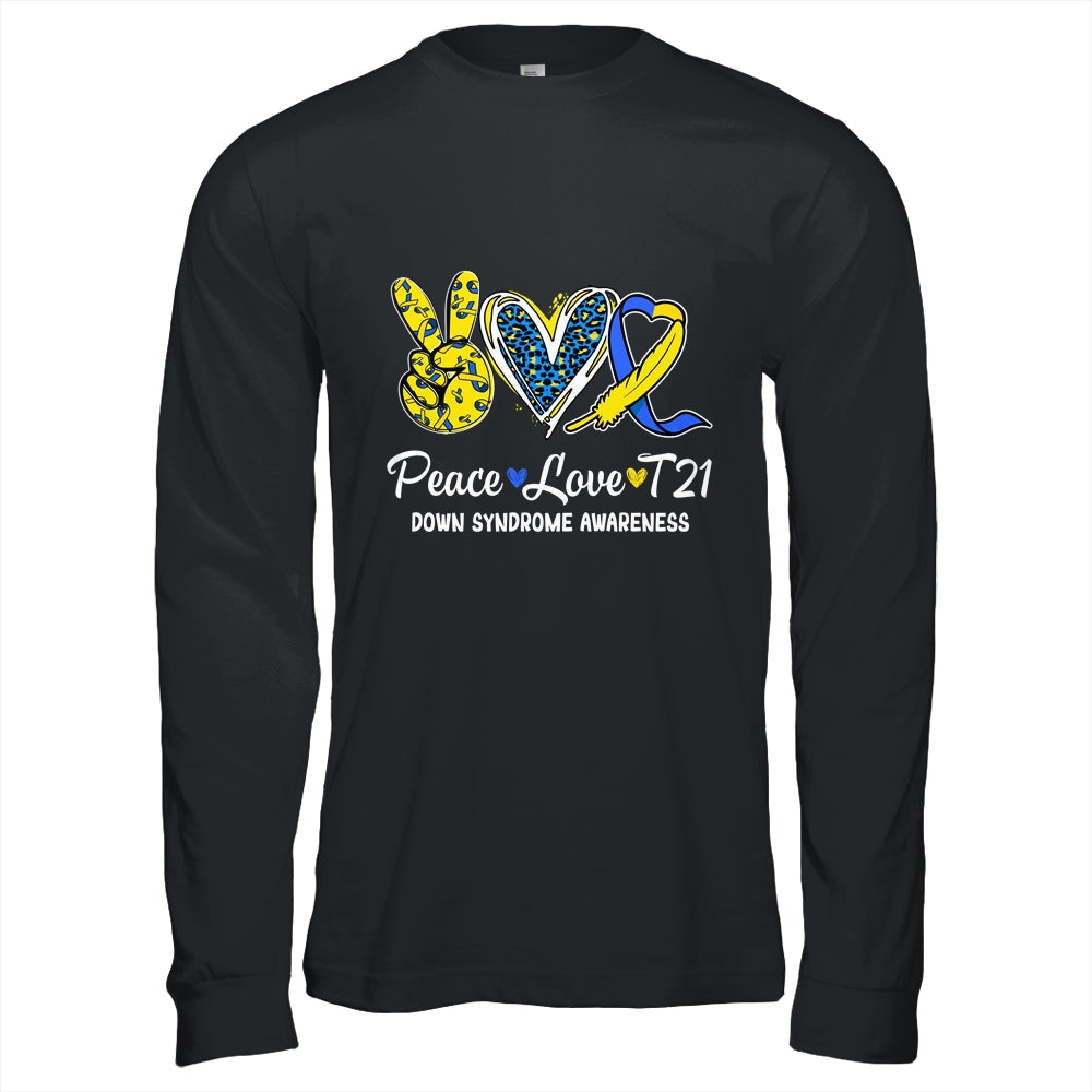Peace Love Cure Blue Yellow Ribbon Down Syndrome Awareness Shirt & Hoodie | siriusteestore