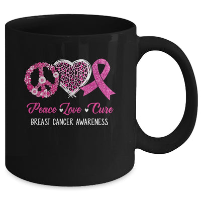 Peace Love Cure Pink Ribbon Cancer Breast Awareness Mug | siriusteestore