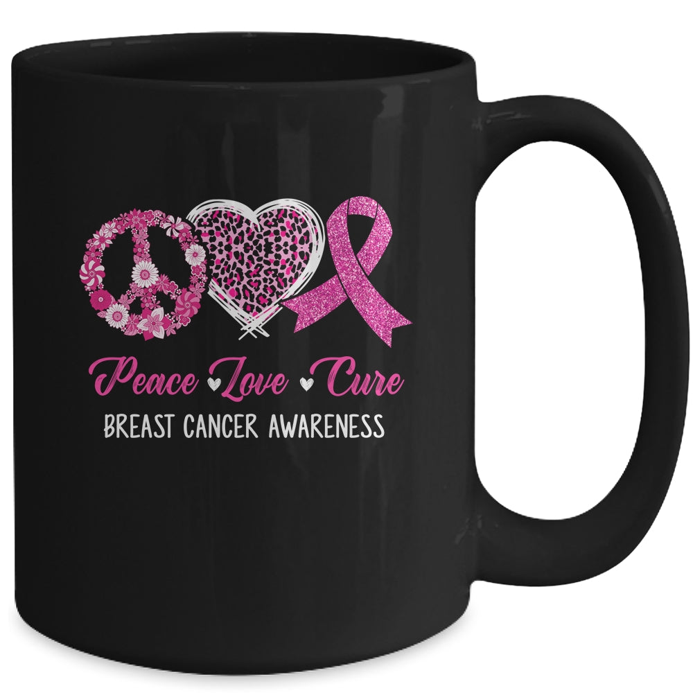 Peace Love Cure Pink Ribbon Cancer Breast Awareness Mug | siriusteestore
