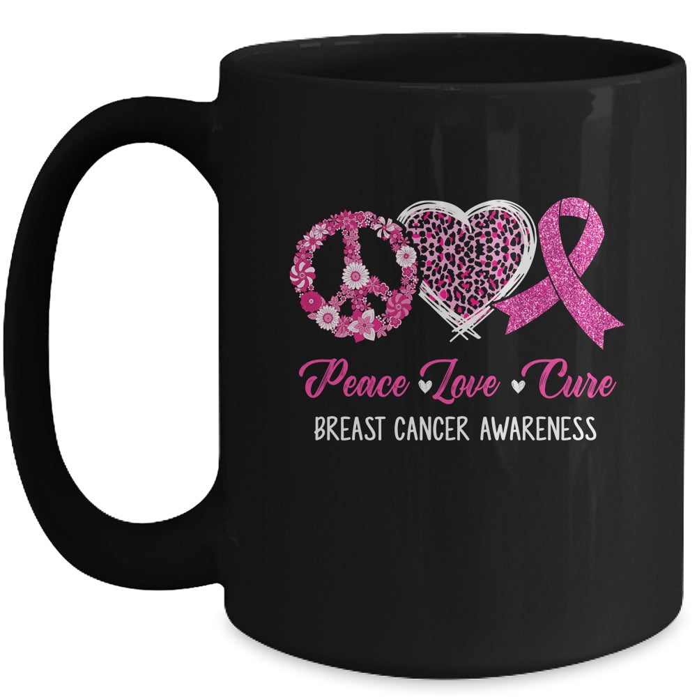 Peace Love Cure Pink Ribbon Cancer Breast Awareness Mug | siriusteestore
