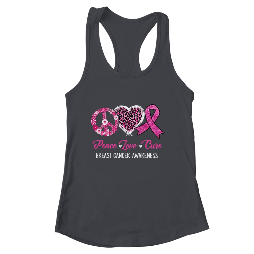 Peace Love Cure Pink Ribbon Cancer Breast Awareness Shirt & Tank Top | siriusteestore