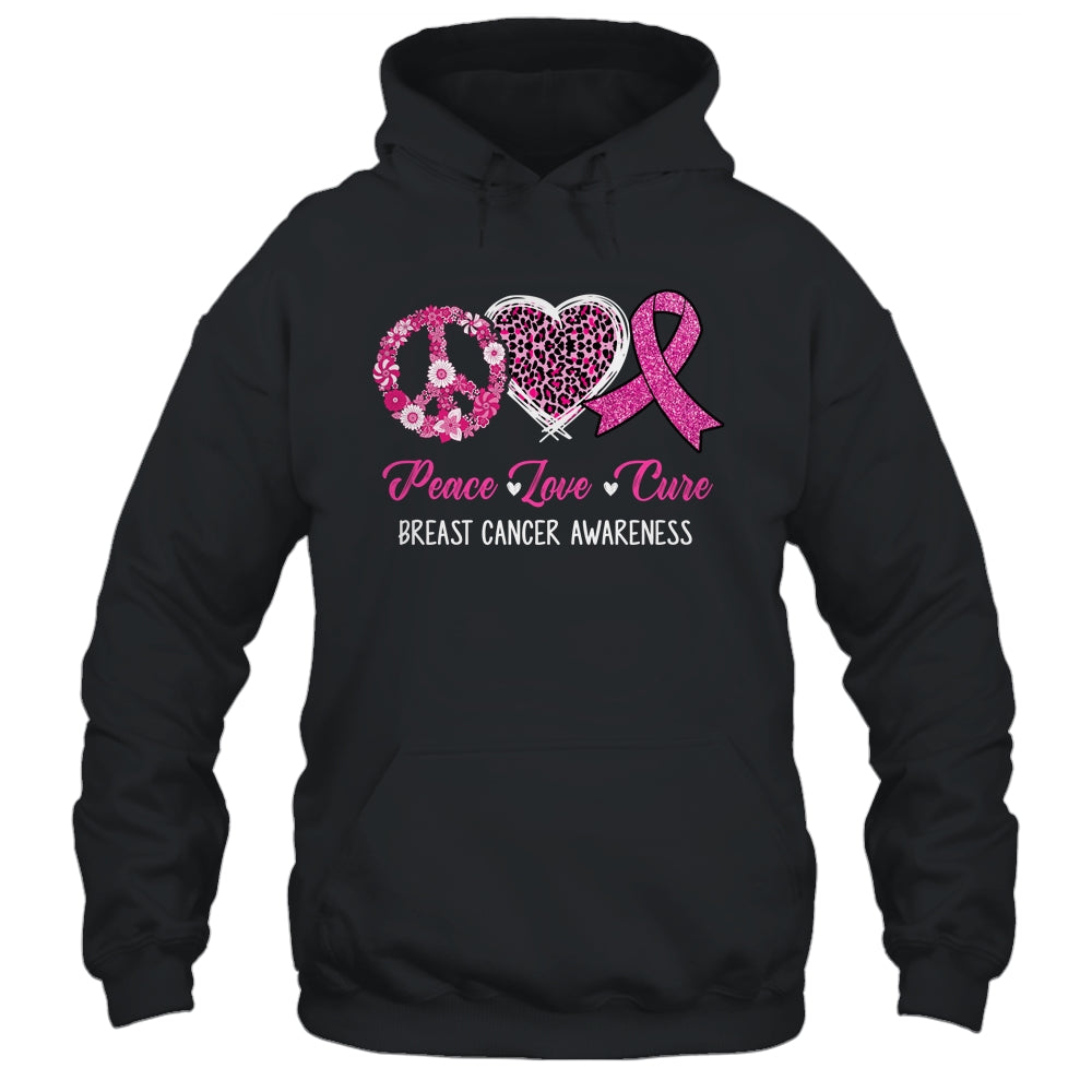 Peace Love Cure Pink Ribbon Cancer Breast Awareness Shirt & Tank Top | siriusteestore