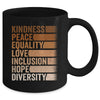 Peace Love Diversity Inclusion Equality Black History Month Mug | siriusteestore