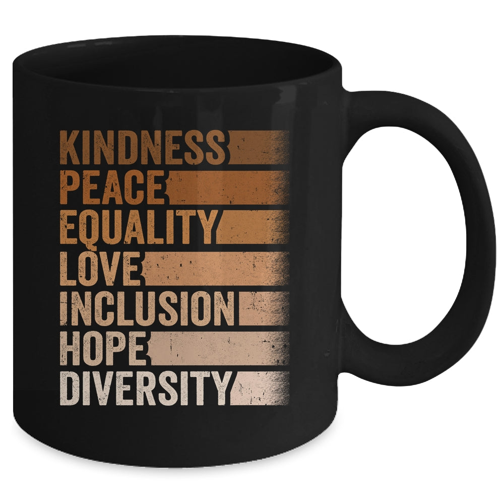 Peace Love Diversity Inclusion Equality Black History Month Mug | siriusteestore