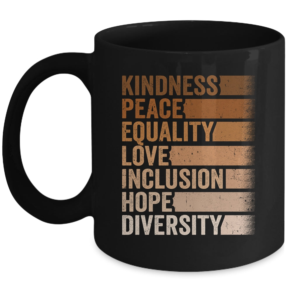 Peace Love Diversity Inclusion Equality Black History Month Mug | siriusteestore
