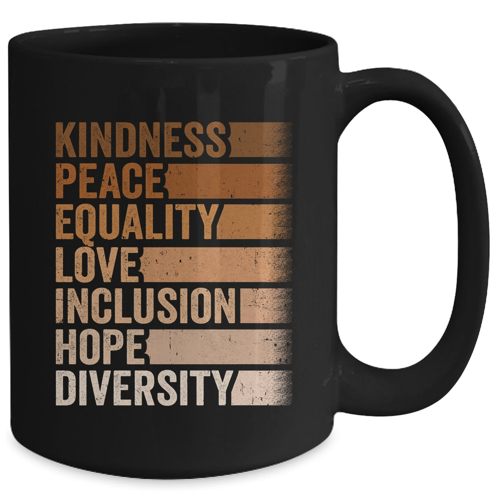 Peace Love Diversity Inclusion Equality Black History Month Mug | siriusteestore