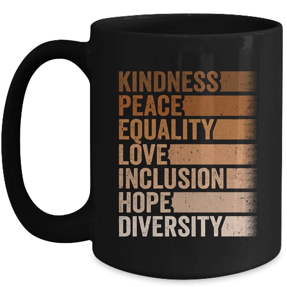 Peace Love Diversity Inclusion Equality Black History Month Mug | siriusteestore