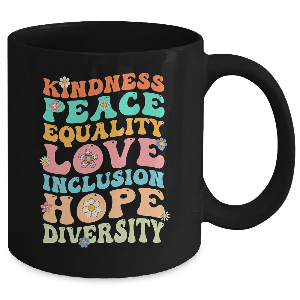 Peace Love Diversity Inclusion Hope Diversity  Groovy Mug | siriusteestore
