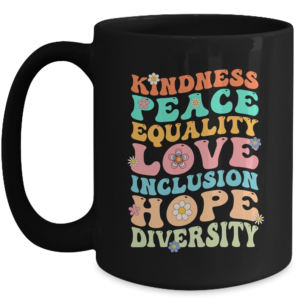 Peace Love Diversity Inclusion Hope Diversity  Groovy Mug | siriusteestore