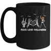 Peace Love Halloween Happy Halloween Pumpkin Skeleton Hands Mug | siriusteestore