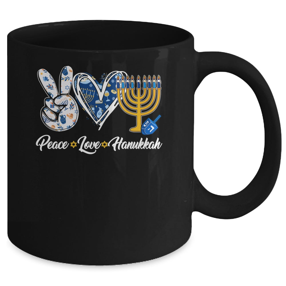 Peace Love Hanukkah Retro Chanukah Jewish Men Women Mug | siriusteestore