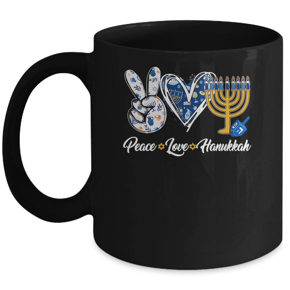 Peace Love Hanukkah Retro Chanukah Jewish Men Women Mug | siriusteestore