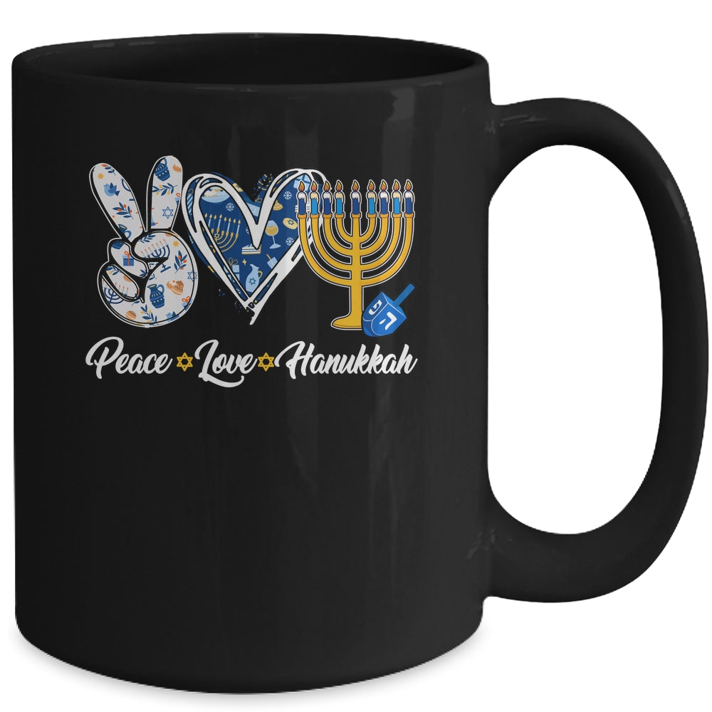 Peace Love Hanukkah Retro Chanukah Jewish Men Women Mug | siriusteestore