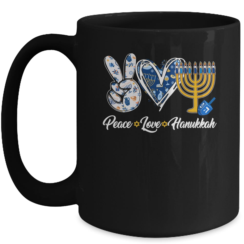 Peace Love Hanukkah Retro Chanukah Jewish Men Women Mug | siriusteestore