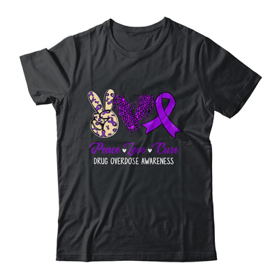 Peace Love Hope Purple Ribbon Drug Overdose Awareness Month Shirt & Tank Top | siriusteestore