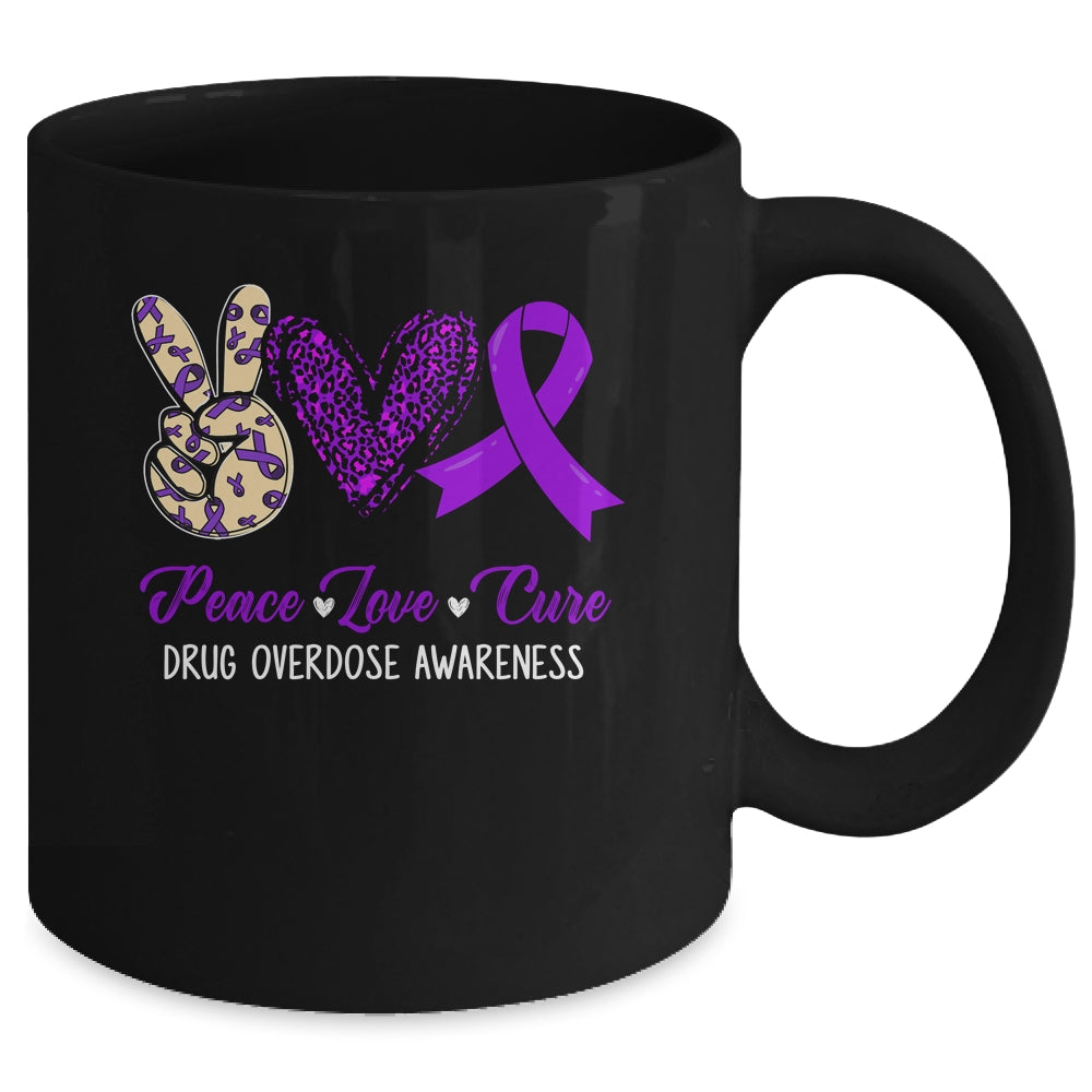 Peace Love Hope Purple Ribbon Drug Overdose Awareness Month Mug | siriusteestore