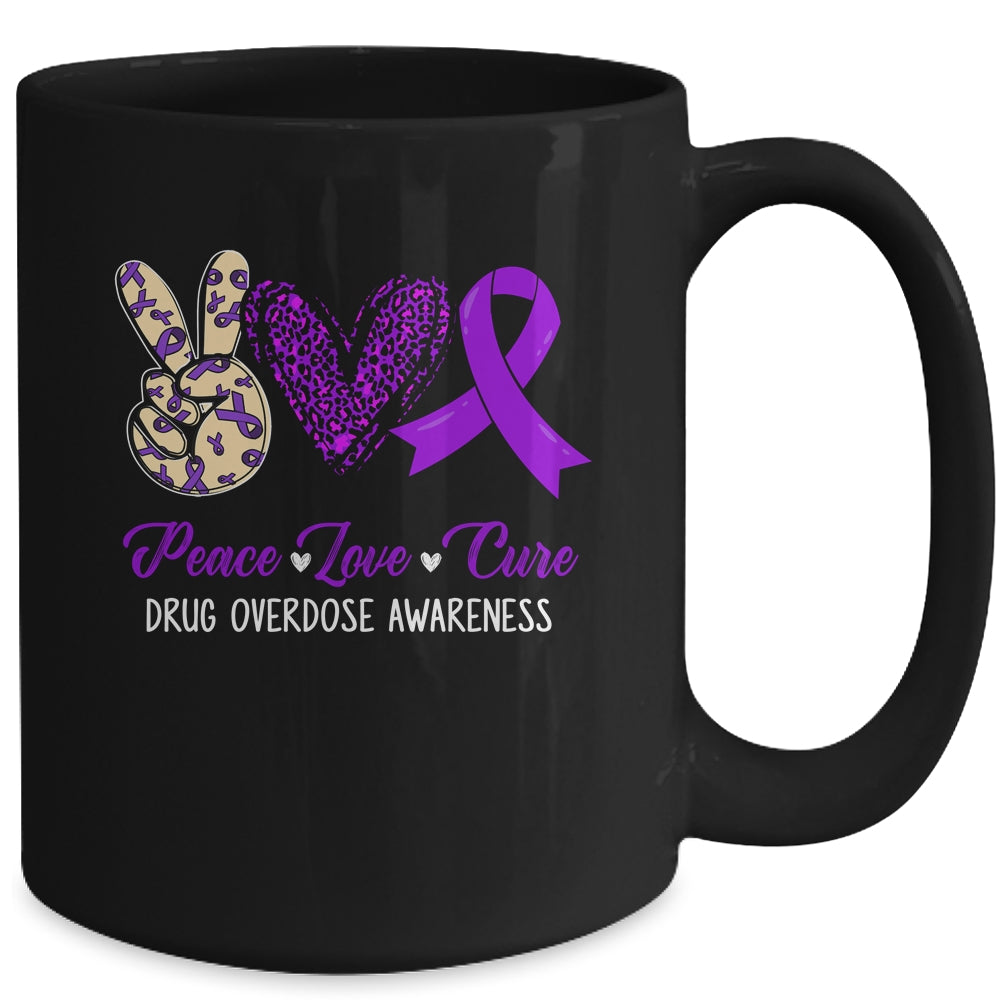 Peace Love Hope Purple Ribbon Drug Overdose Awareness Month Mug | siriusteestore