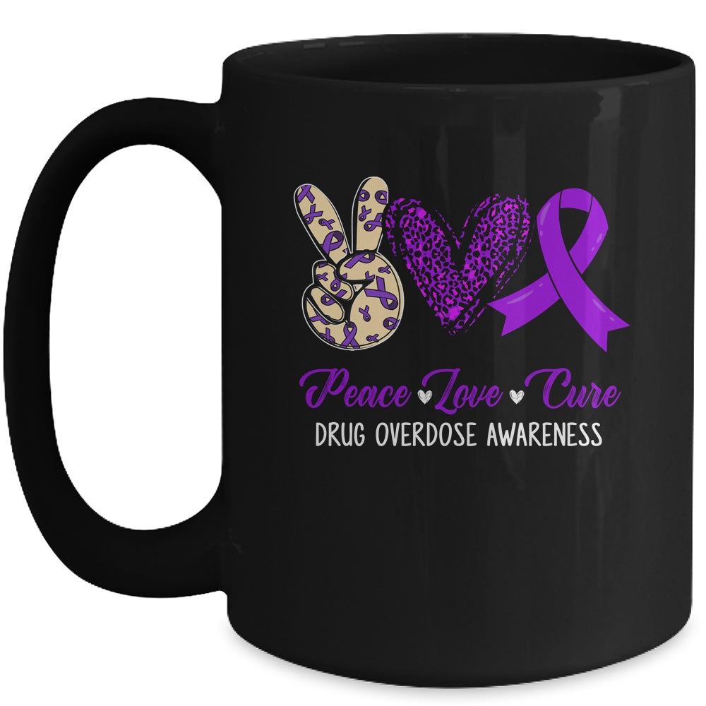 Peace Love Hope Purple Ribbon Drug Overdose Awareness Month Mug | siriusteestore