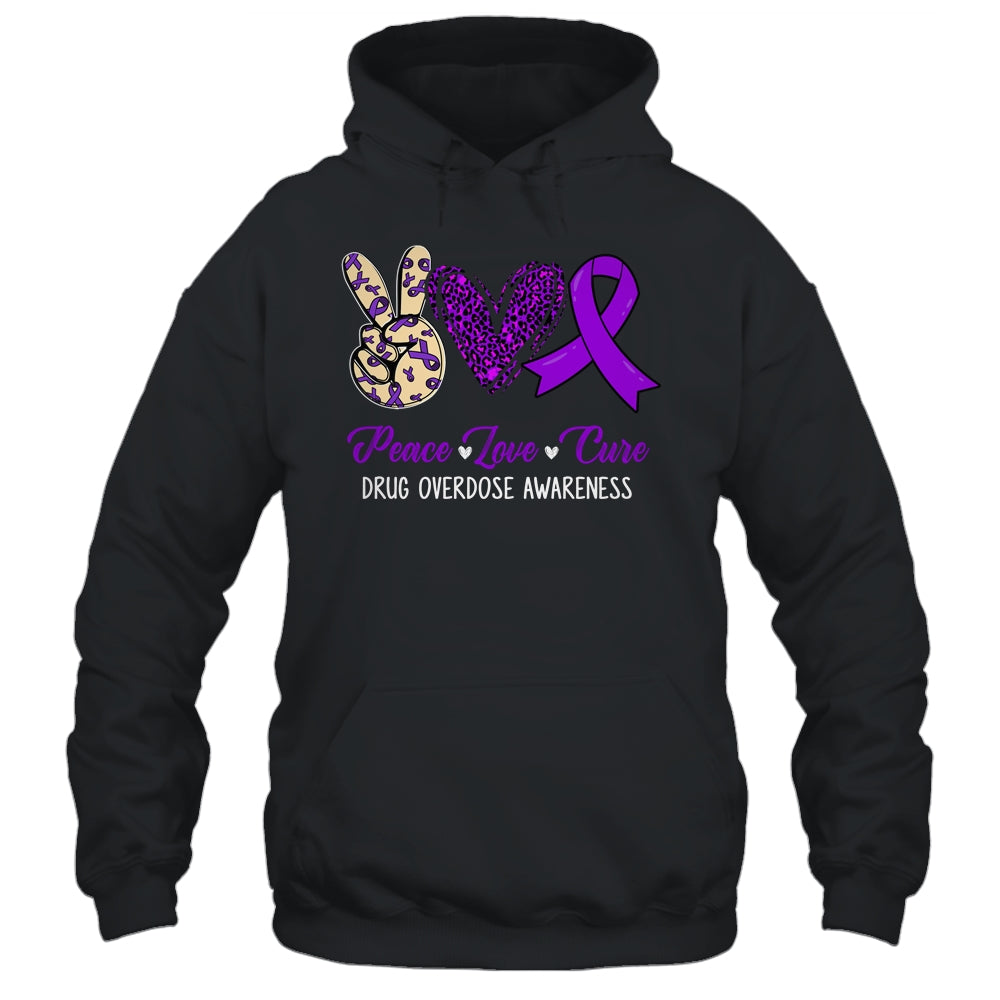 Peace Love Hope Purple Ribbon Drug Overdose Awareness Month Shirt & Tank Top | siriusteestore