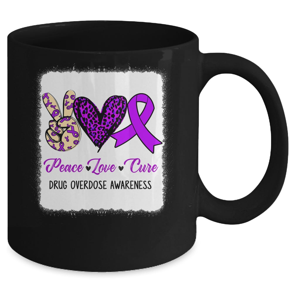 Peace Love Hope Purple Ribbon Drug Overdose Awareness Mug | siriusteestore