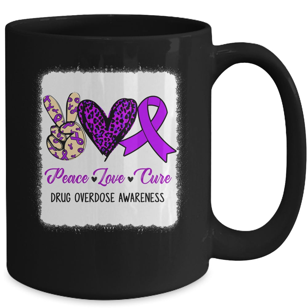 Peace Love Hope Purple Ribbon Drug Overdose Awareness Mug | siriusteestore