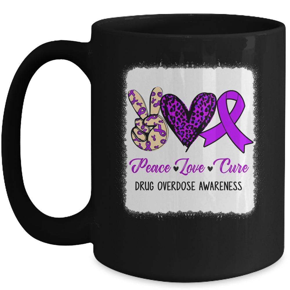 Peace Love Hope Purple Ribbon Drug Overdose Awareness Mug | siriusteestore