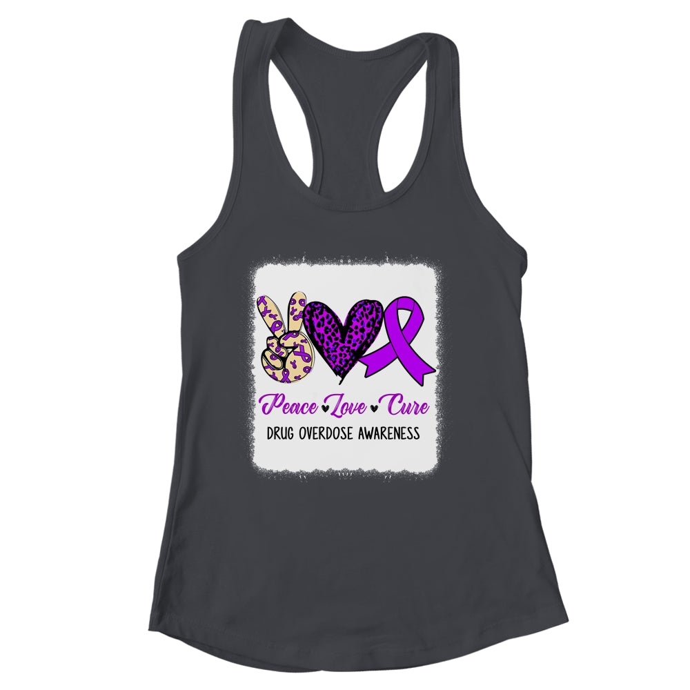 Peace Love Hope Purple Ribbon Drug Overdose Awareness Shirt & Tank Top | siriusteestore