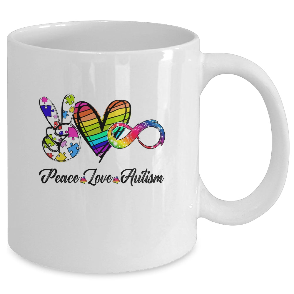 Peace Love Infinity Symbol Cute Autism Awareness Mug | siriusteestore