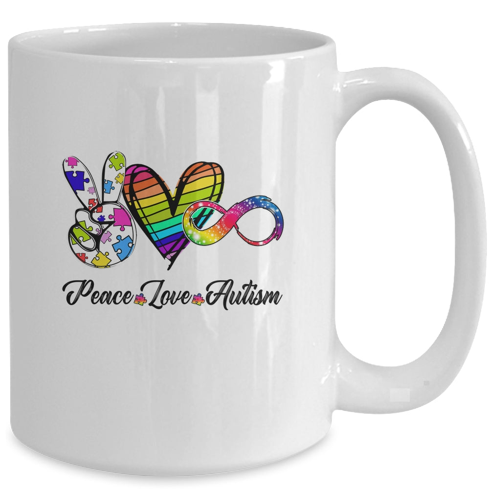Peace Love Infinity Symbol Cute Autism Awareness Mug | siriusteestore