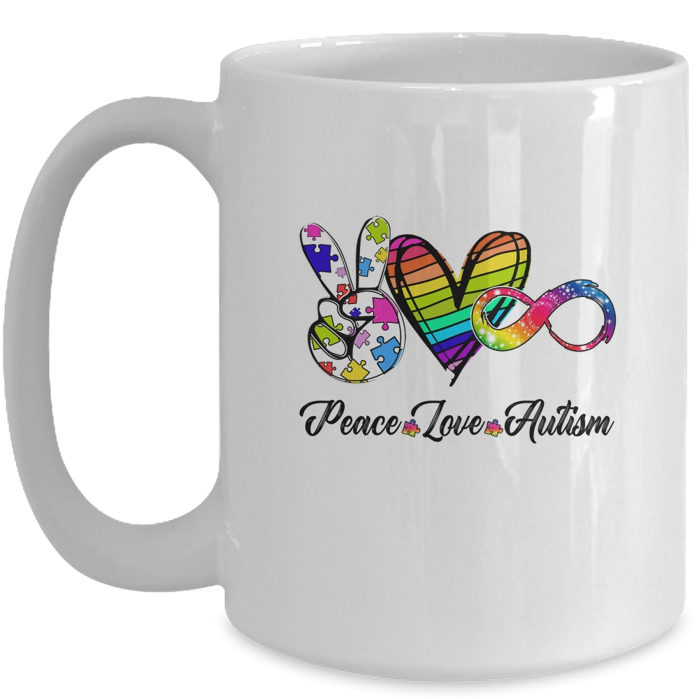 Peace Love Infinity Symbol Cute Autism Awareness Mug | siriusteestore