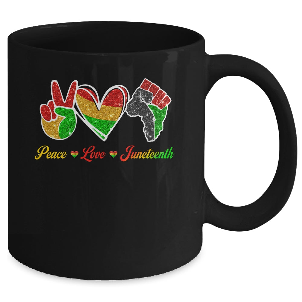 Peace Love Juneteenth Black Pride Freedom 4th Of July Mug | siriusteestore