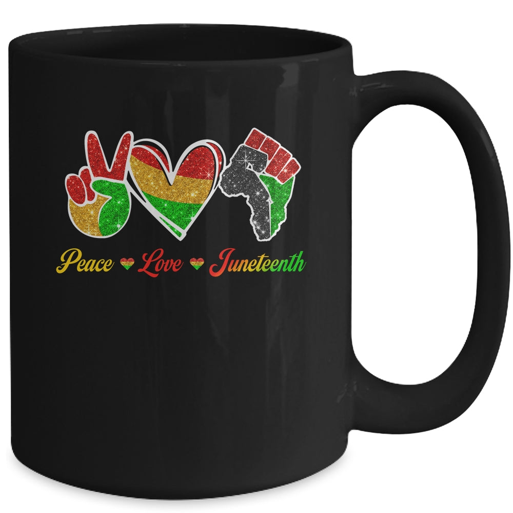 Peace Love Juneteenth Black Pride Freedom 4th Of July Mug | siriusteestore