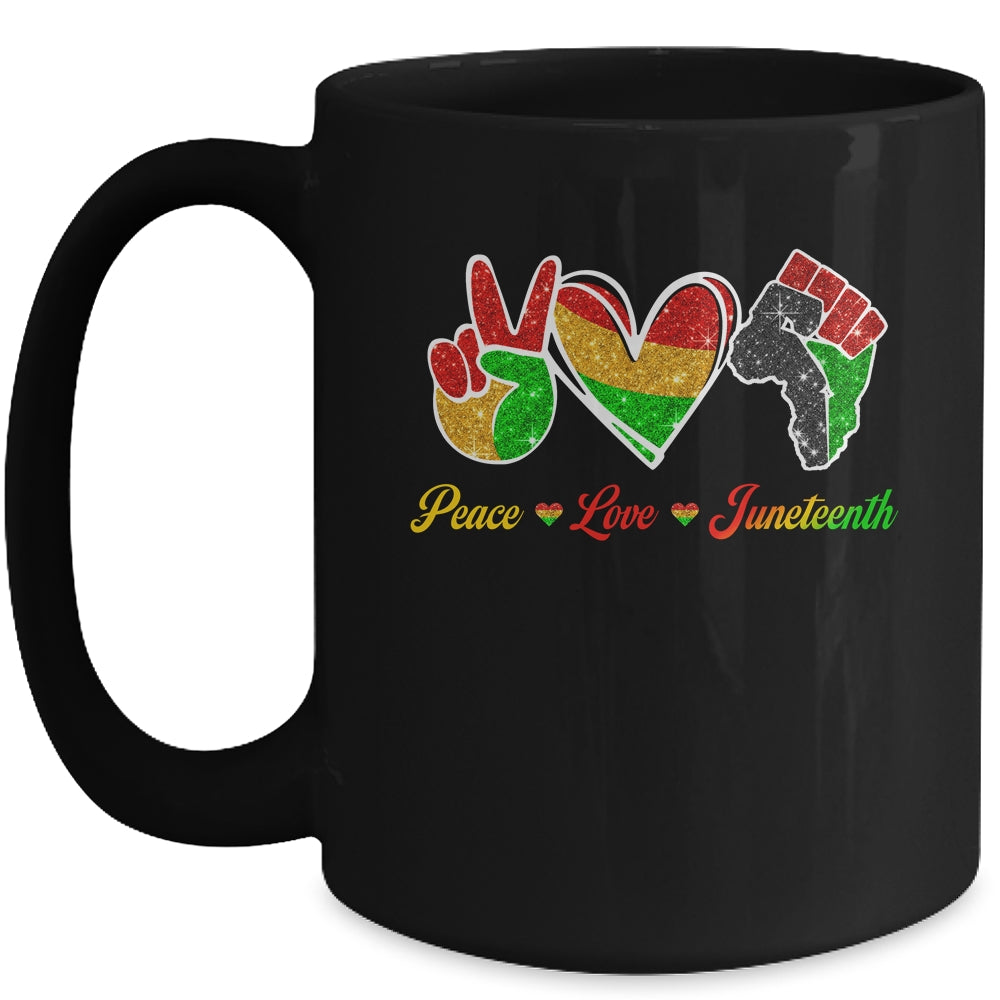 Peace Love Juneteenth Black Pride Freedom 4th Of July Mug | siriusteestore