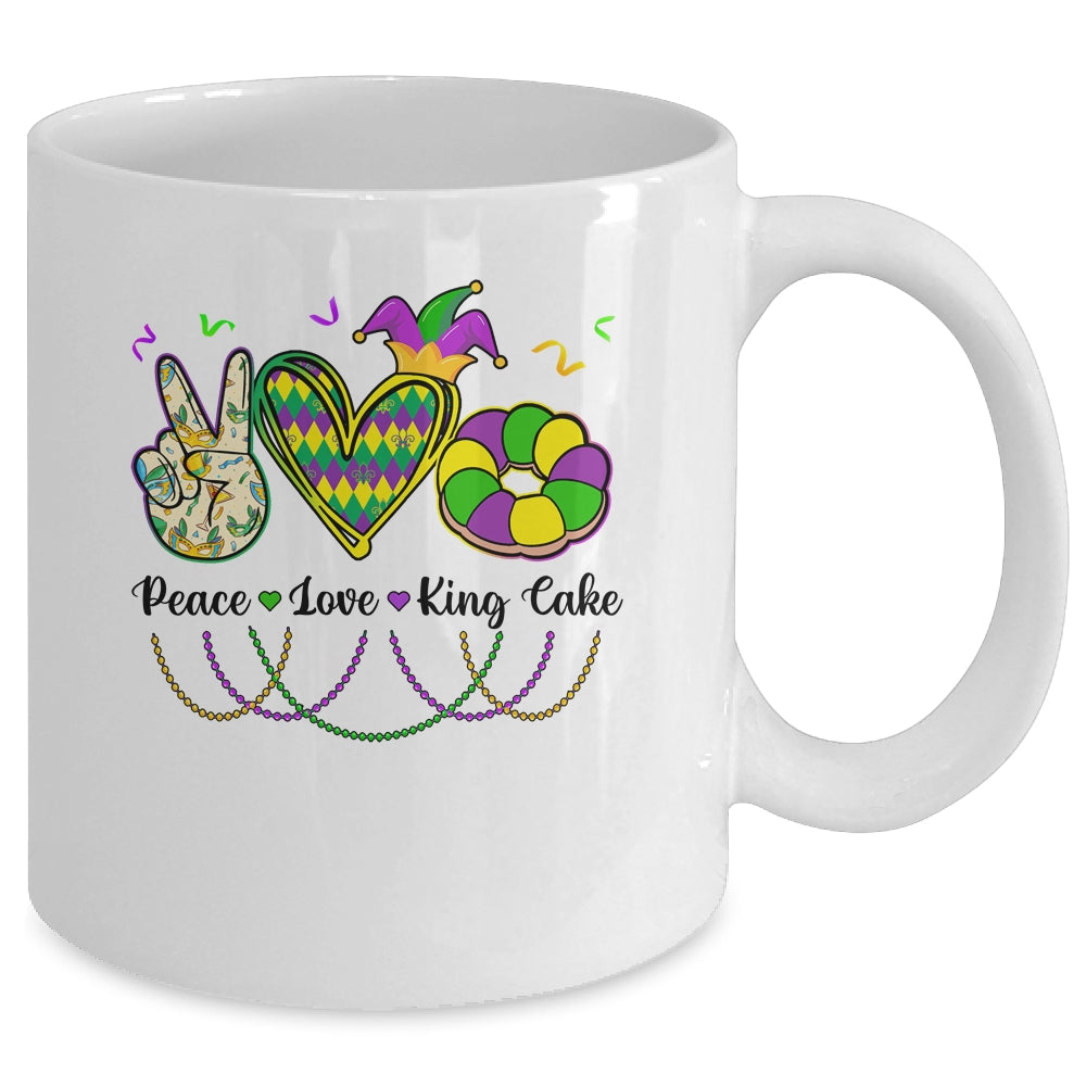 Peace Love King Cake Mardi Gras For Men Women Kids Mug | siriusteestore