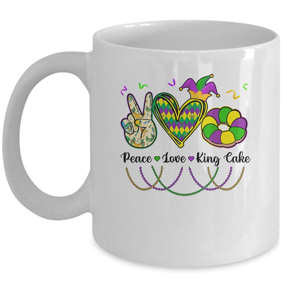 Peace Love King Cake Mardi Gras For Men Women Kids Mug | siriusteestore