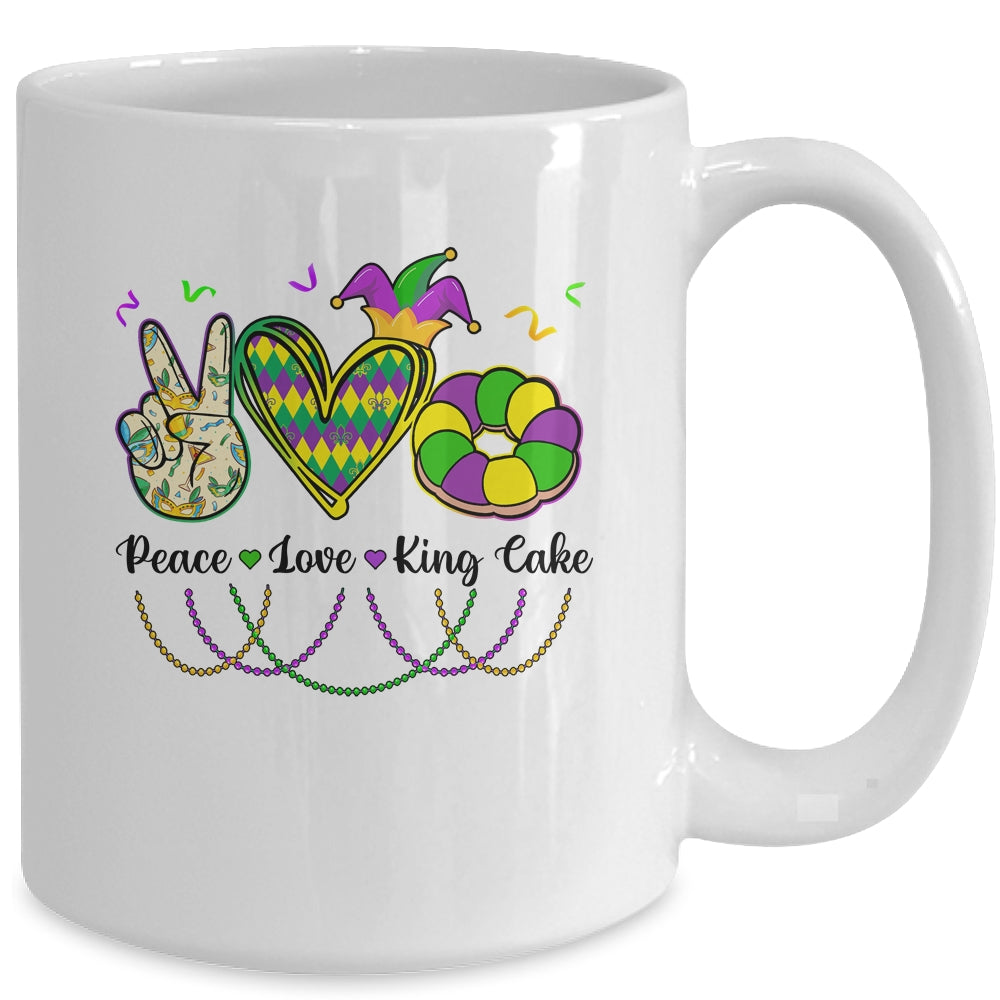 Peace Love King Cake Mardi Gras For Men Women Kids Mug | siriusteestore