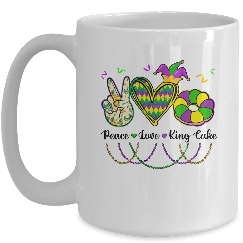 Peace Love King Cake Mardi Gras For Men Women Kids Mug | siriusteestore