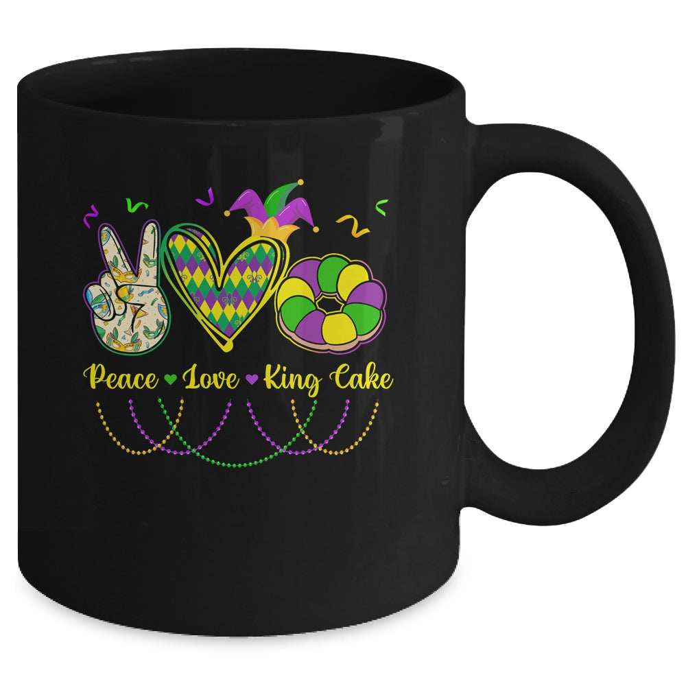 Peace Love King Cake Mardi Gras Men Women Kids Mug | siriusteestore