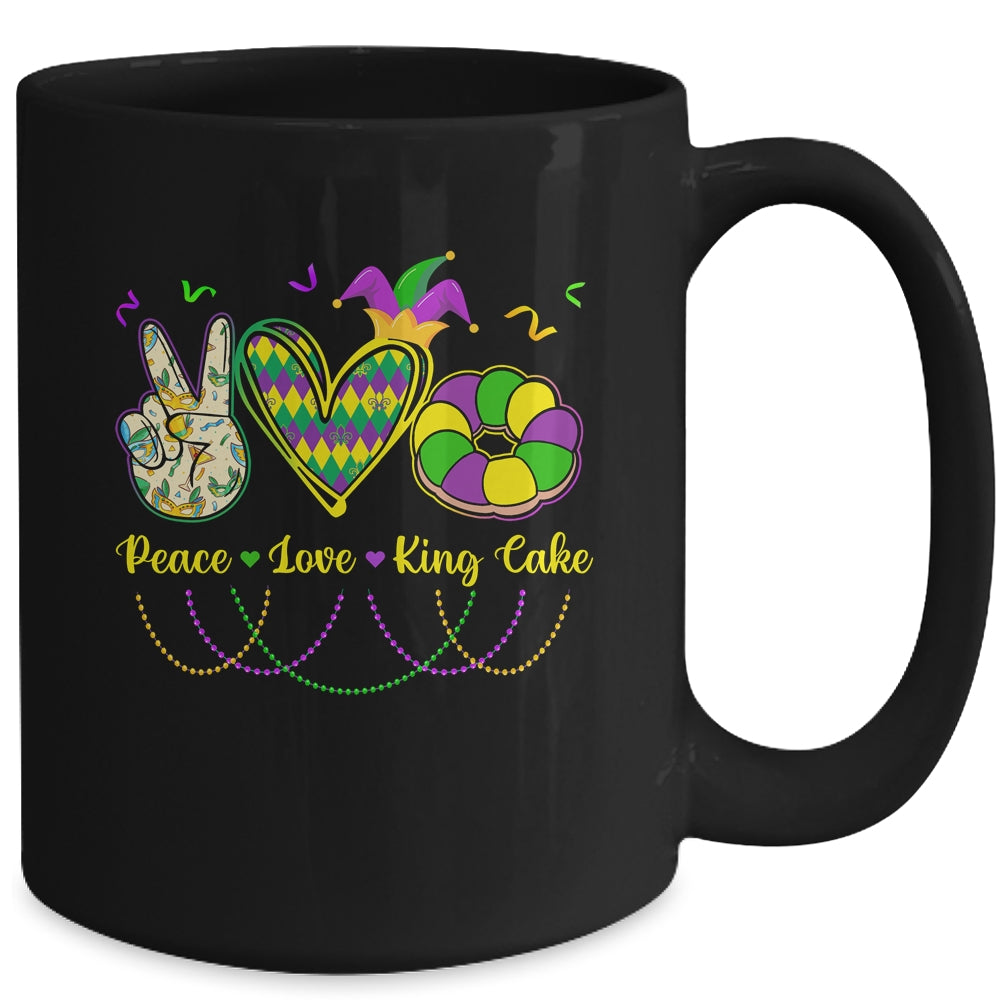 Peace Love King Cake Mardi Gras Men Women Kids Mug | siriusteestore